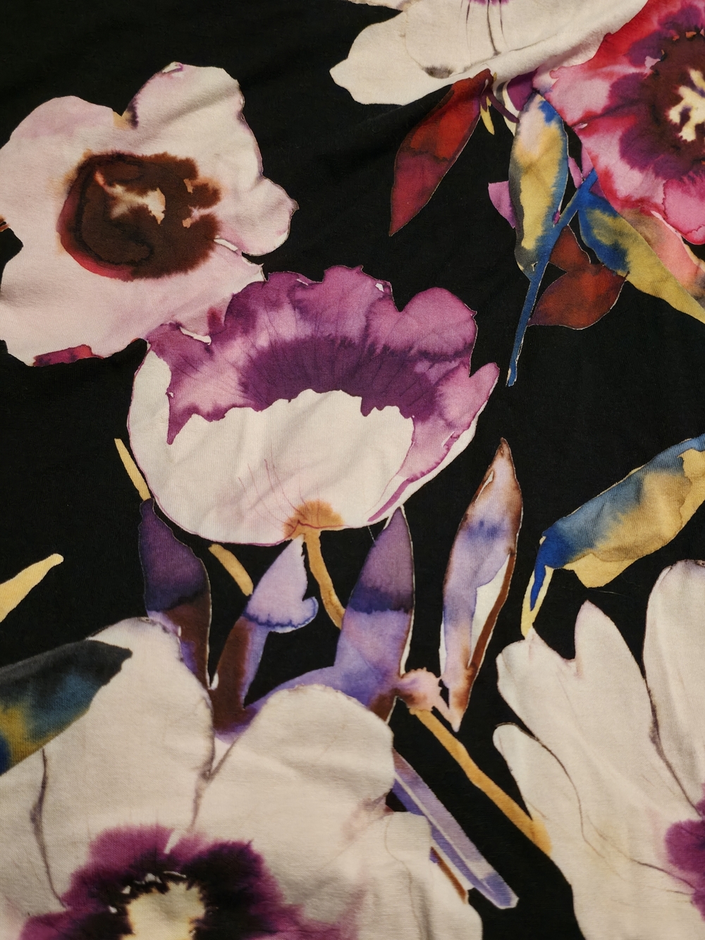 4/$97 Deal! Frank Lyman Design Black Floral Bell-Sleeve Dress with Pink & Purple - Picture 14 of 16